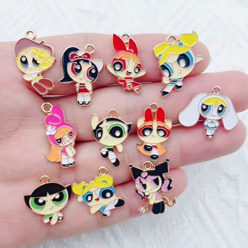 Jewelry Making Factory - 10pcs Alloy Oil-Dripping Cartoon Girl Pendant,