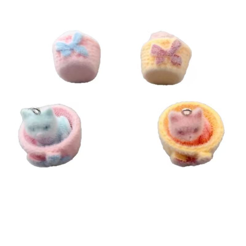 4pcs 3D plush resin cat pendan - Jewelry Making Factory ulasan dan harga