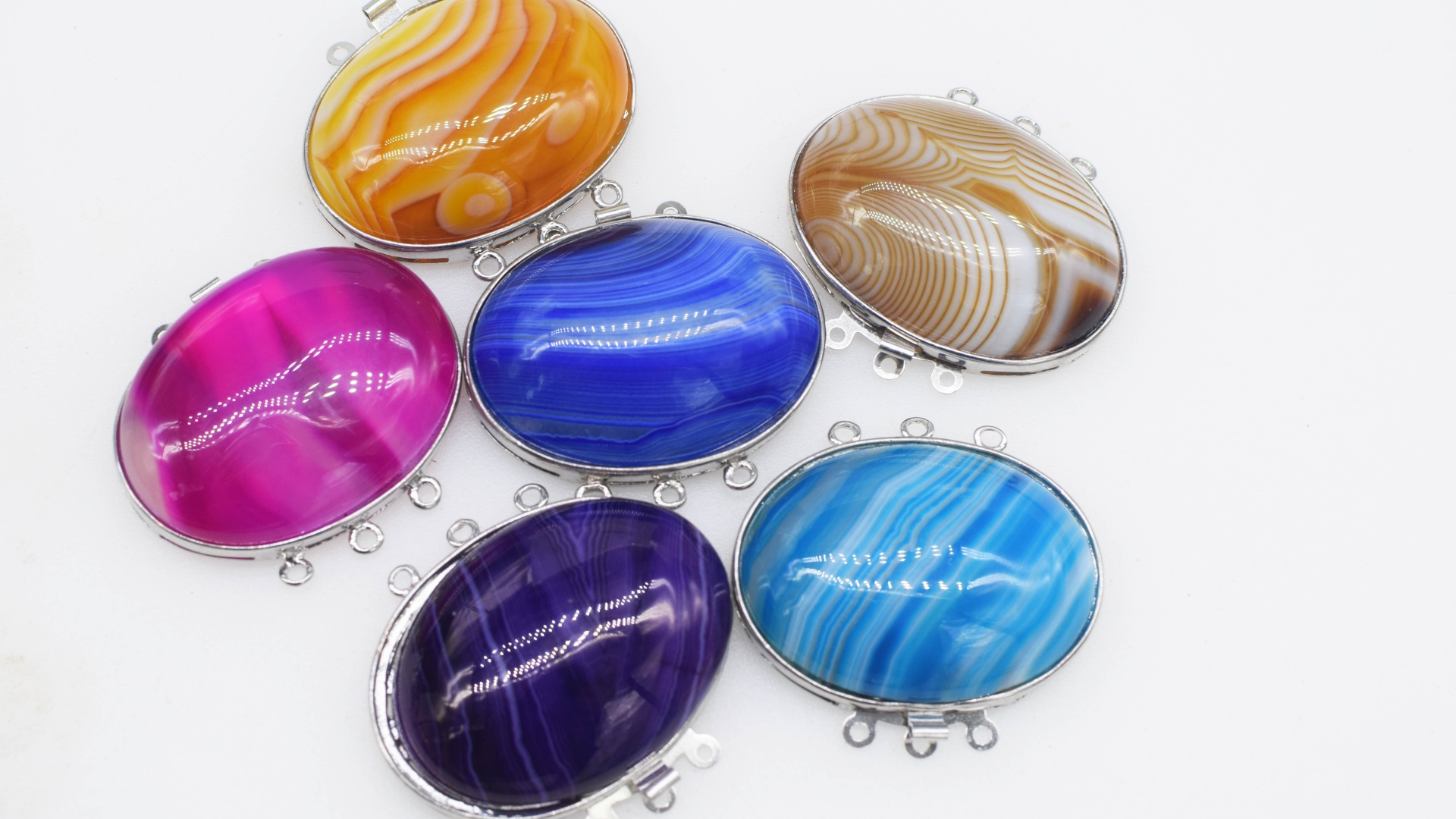 1Piece Multicolor Agate Flat O - Jewelry Making Stones ulasan dan harga