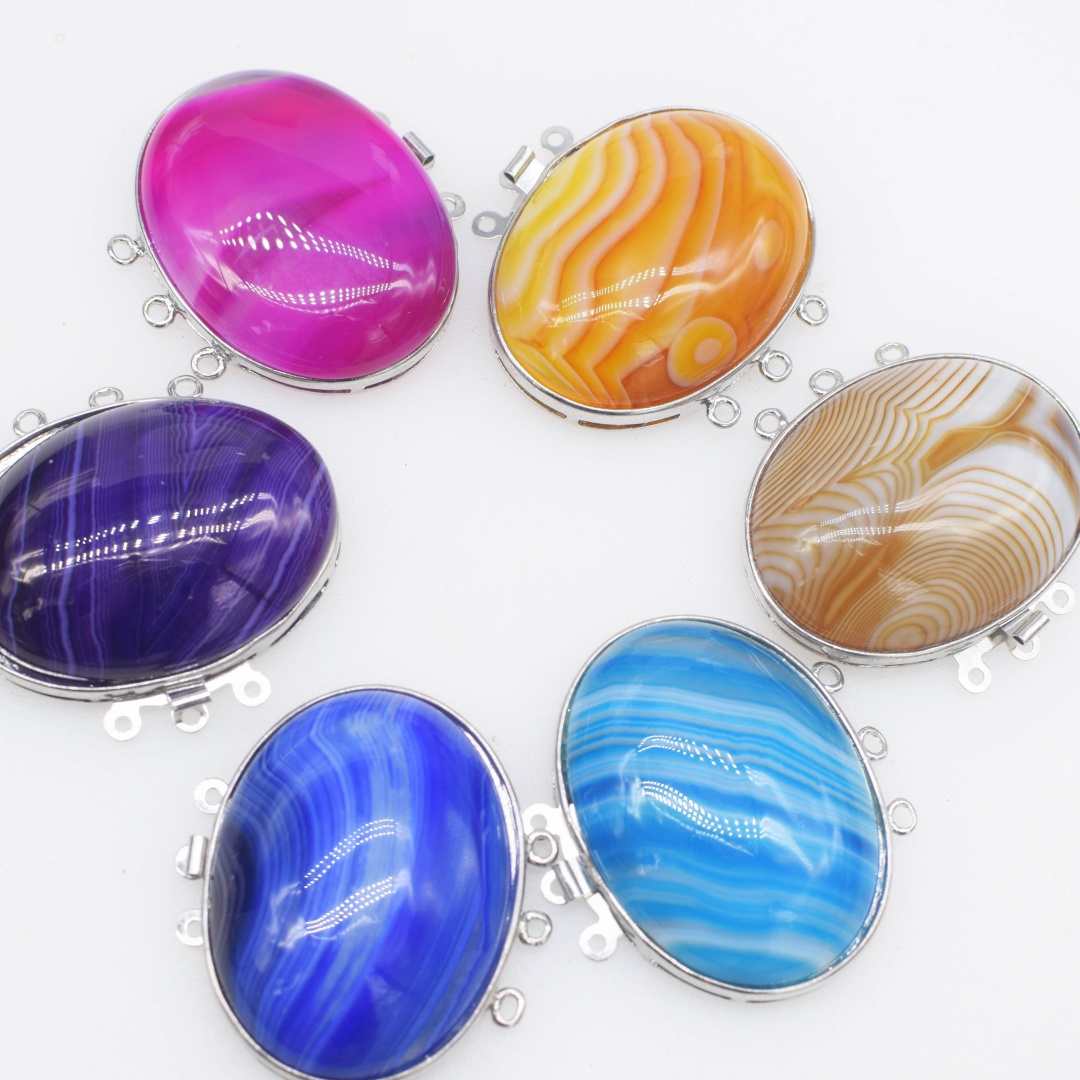 1Piece Multicolor Agate Flat O - Jewelry Making Stones ulasan dan harga