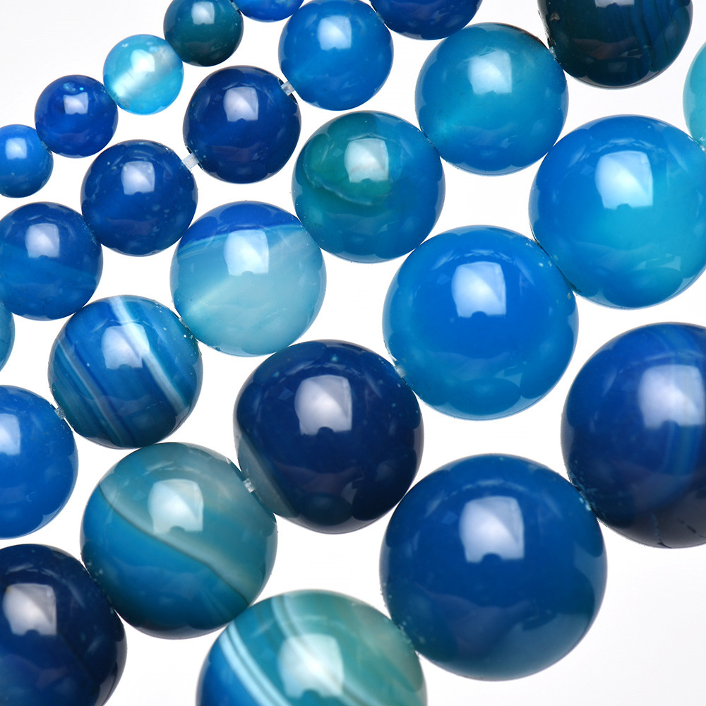Natural Stone Banded Blue Lace - Jewelry Making Stones ulasan dan harga