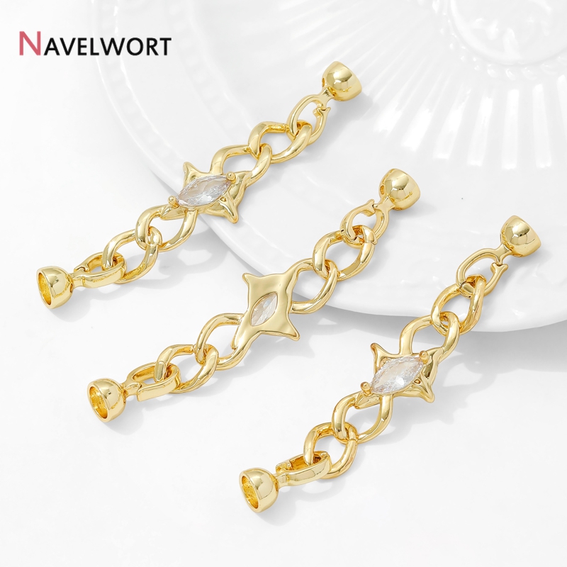 14K Gold Plated Brass Zircon C - Jewelry Making Chain ulasan dan harga