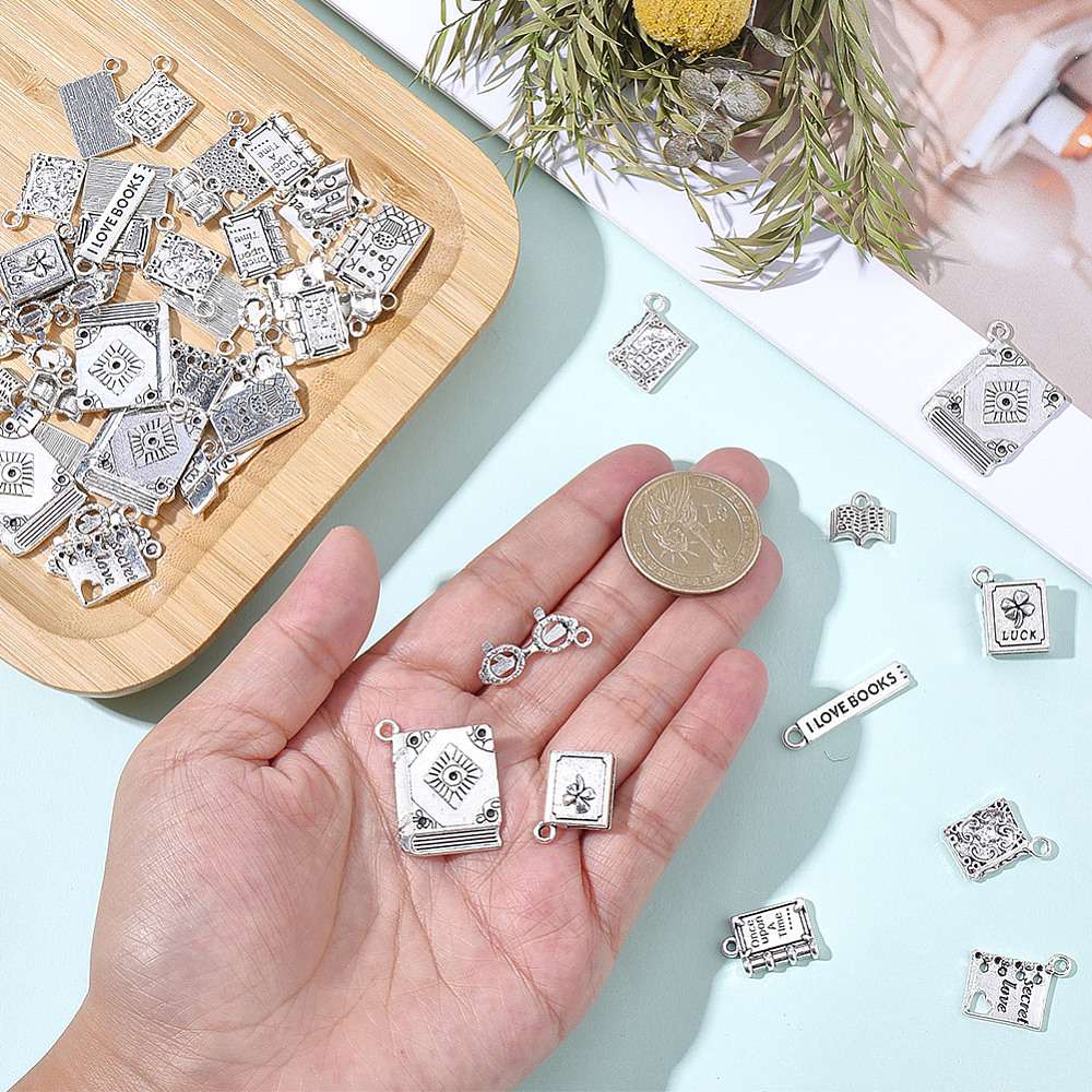 60Pcs Book Themed Bracelet Cha - Jewelry Making Classes ulasan dan harga
