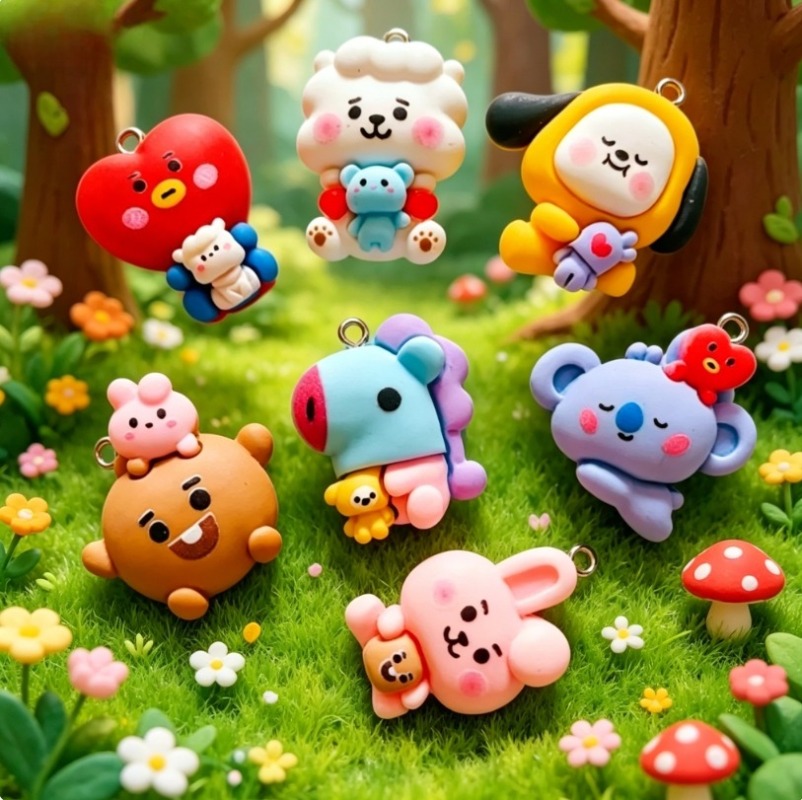 7pcs BT21 Resin Cartoon Charm  - Jewelry Making Factory ulasan dan harga