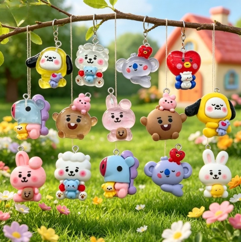 7pcs BT21 Resin Cartoon Charm  - Jewelry Making Factory ulasan dan harga