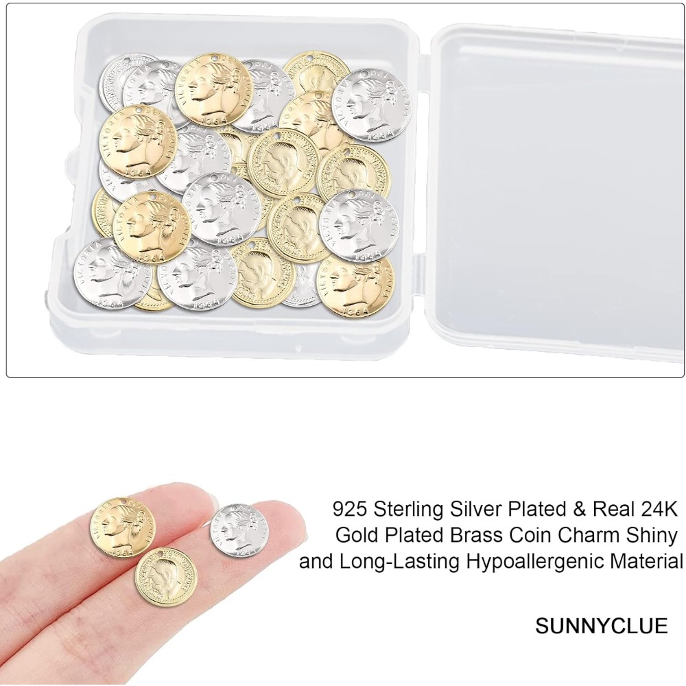32Pcs 2 Styles Coin Charms 24K - Jewelry Making Victoria ulasan dan harga