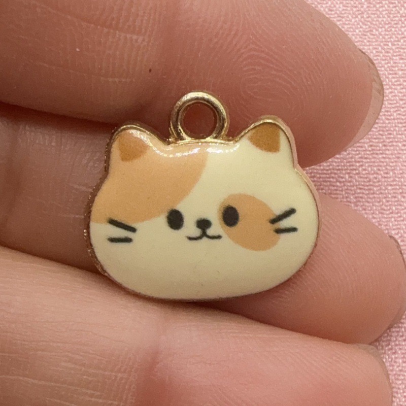 12pcs Printed Cat Head Alloy D - Jewelry Making Factory ulasan dan harga