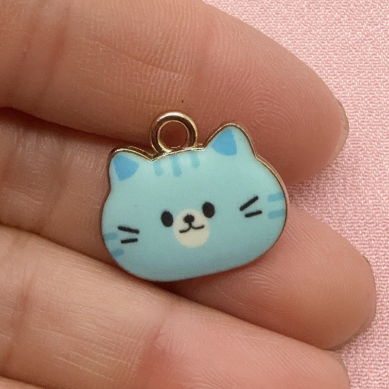 12pcs Printed Cat Head Alloy D - Jewelry Making Factory ulasan dan harga