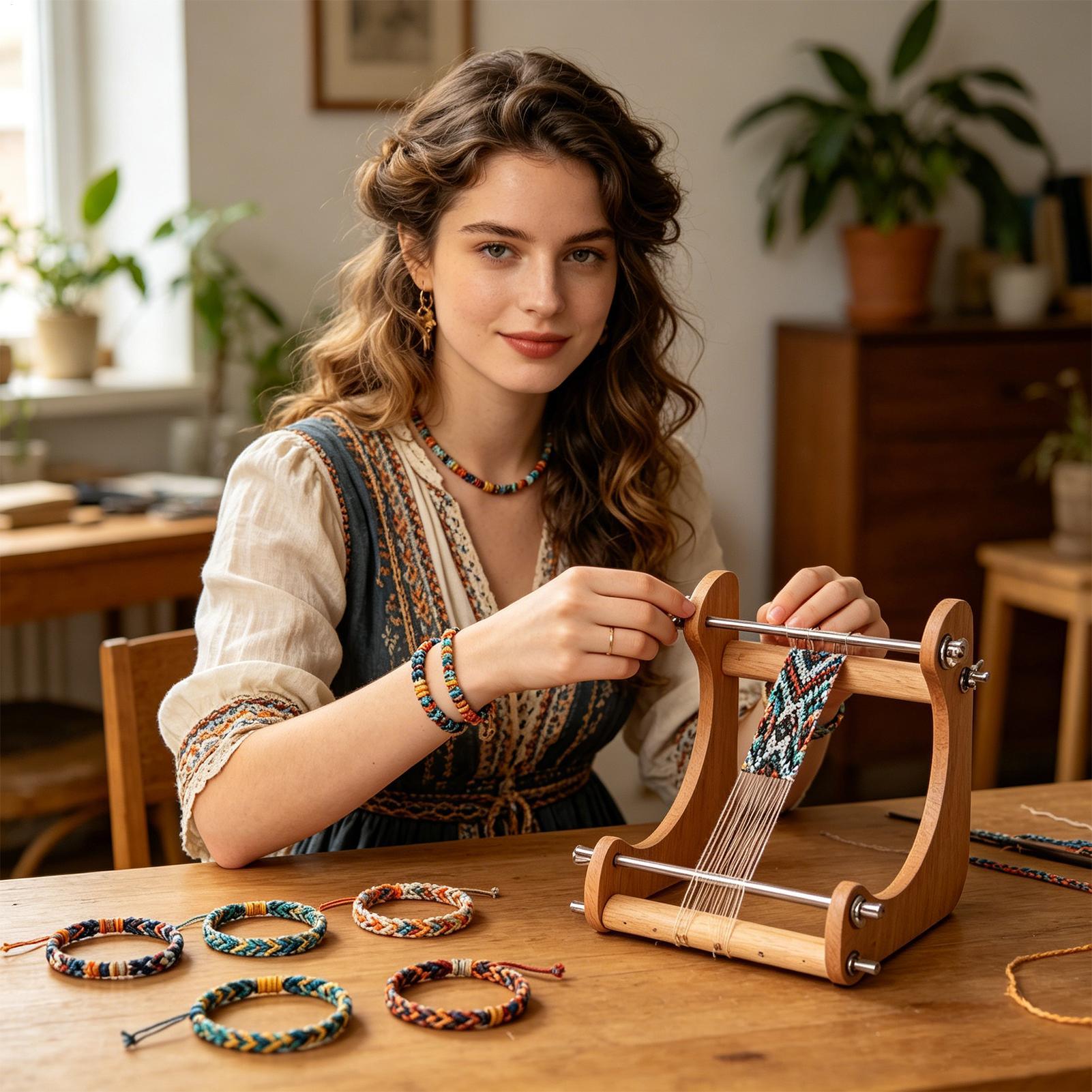 1pc Wood Beading Loom Adjustab - Jewelry Making Machine ulasan dan harga