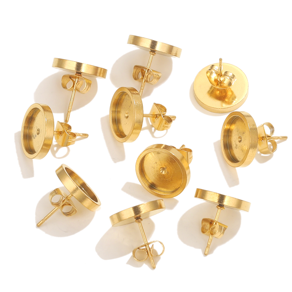 10pcs Stainless Steel Gold Ear - Jewelry Making With Resin ulasan dan harga