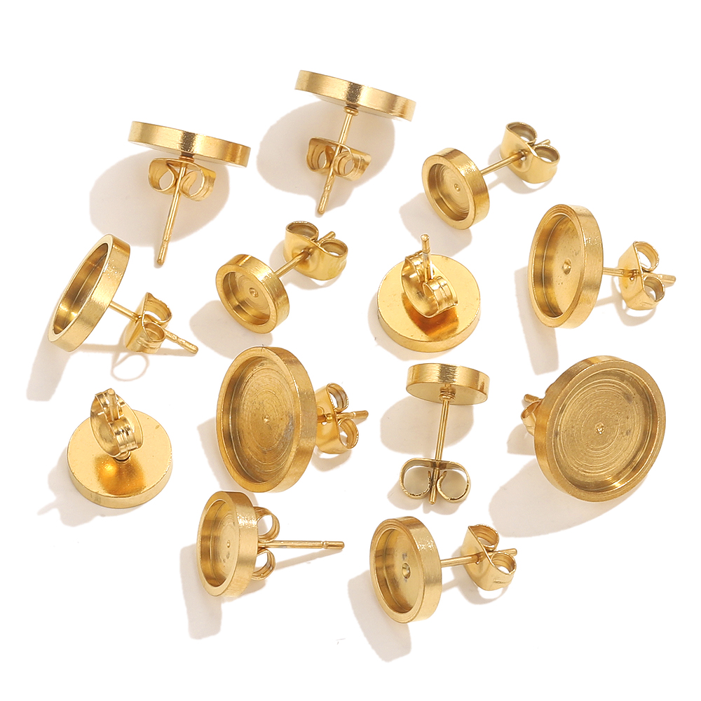 10pcs Stainless Steel Gold Ear - Jewelry Making With Resin ulasan dan harga